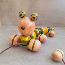 Load image into Gallery viewer, WIGGLES the caterpillar pull toy