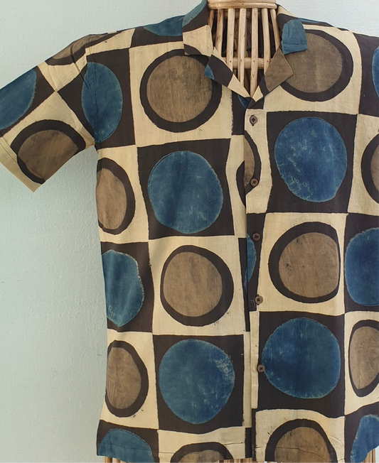 CHAND AJRAKH - cream blue