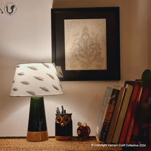 Load image into Gallery viewer, MUSHROOM LAMP (Black Ikkat shade - Green Slant base)