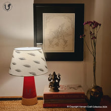 Load image into Gallery viewer, MUSHROOM LAMP (Black Ikat shade - Red Slant base)