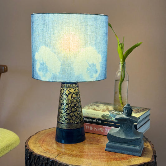 SLANT NAQQASHI BLUE CHINAR ~ 10" BLUE SHIBORI SHADE
