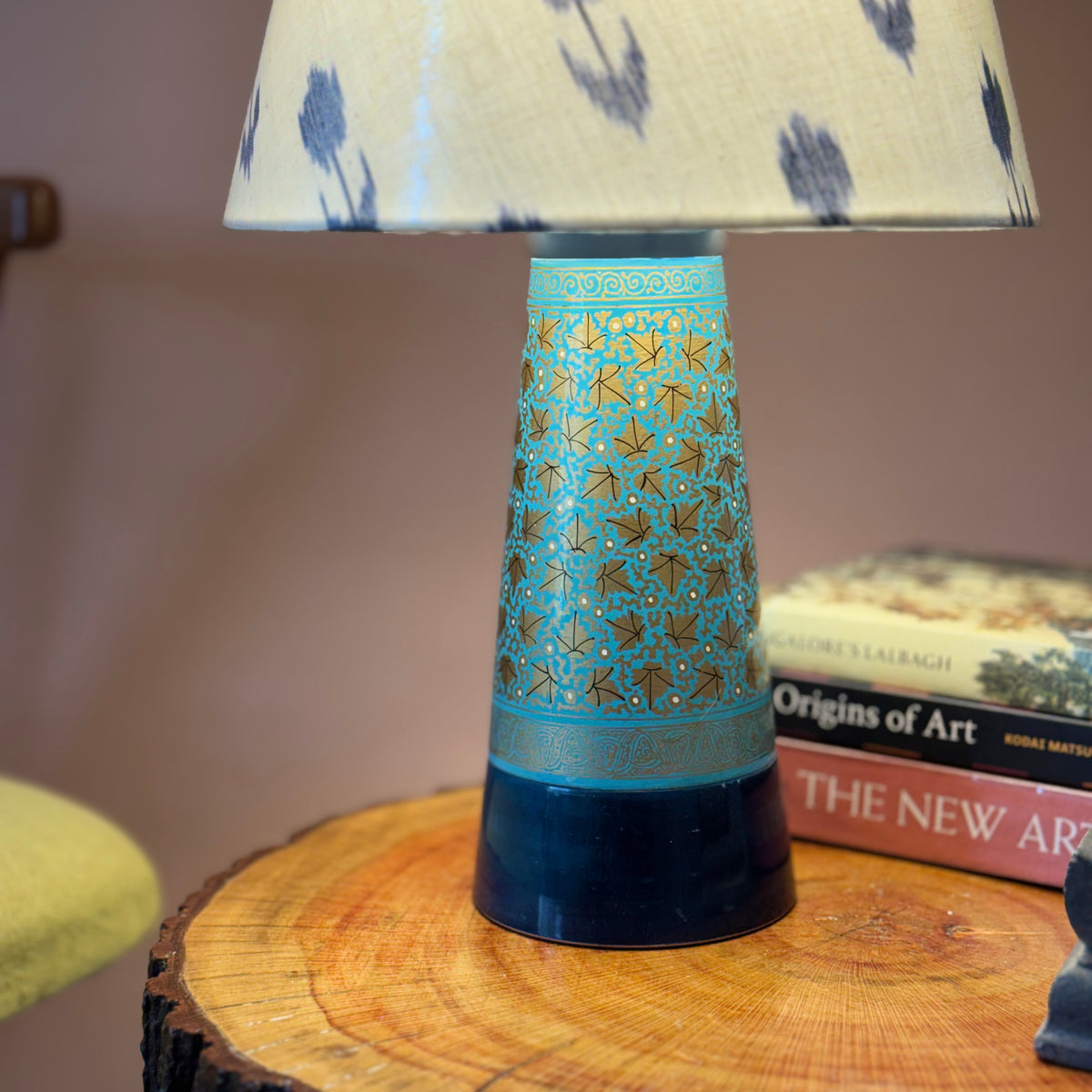 SLANT NAQQASHI AQUA BLUE CHINAR ~ 10" BLUE IKKAT SHADE