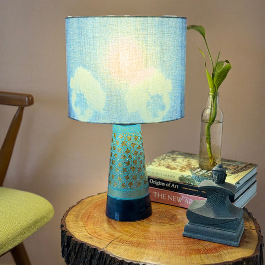 SLANT NAQQASHI AQUA BLUE ~ 10" BLUE SHIBORI SHADE
