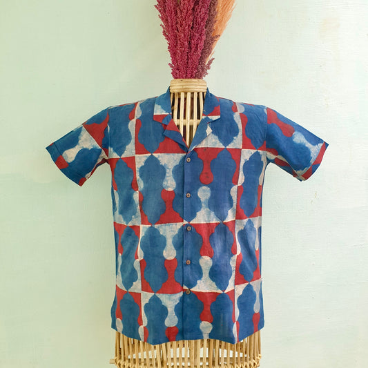 MUGHAL JAALI AJRAKH - red blue