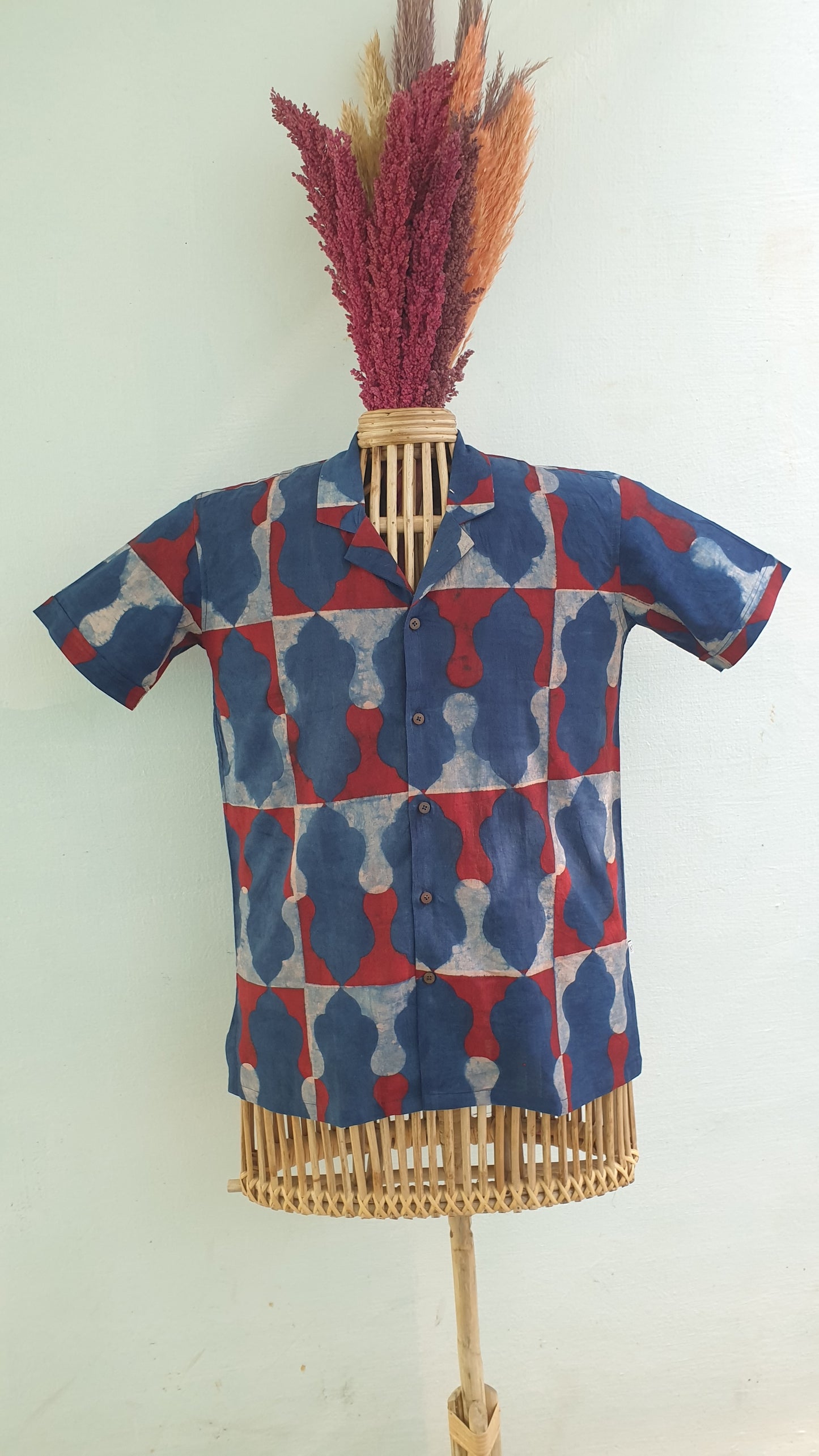 MUGHAL JAALI AJRAKH - red blue