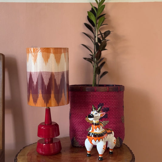 MINI TRIKONE RED ~ 6X8" RED ORANGE IKAT SHADE