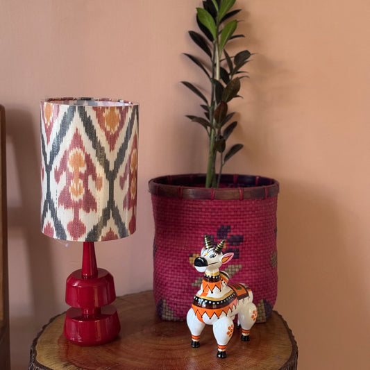 MINI TRIKONE RED ~ 6X8" RED UZBEK IKAT