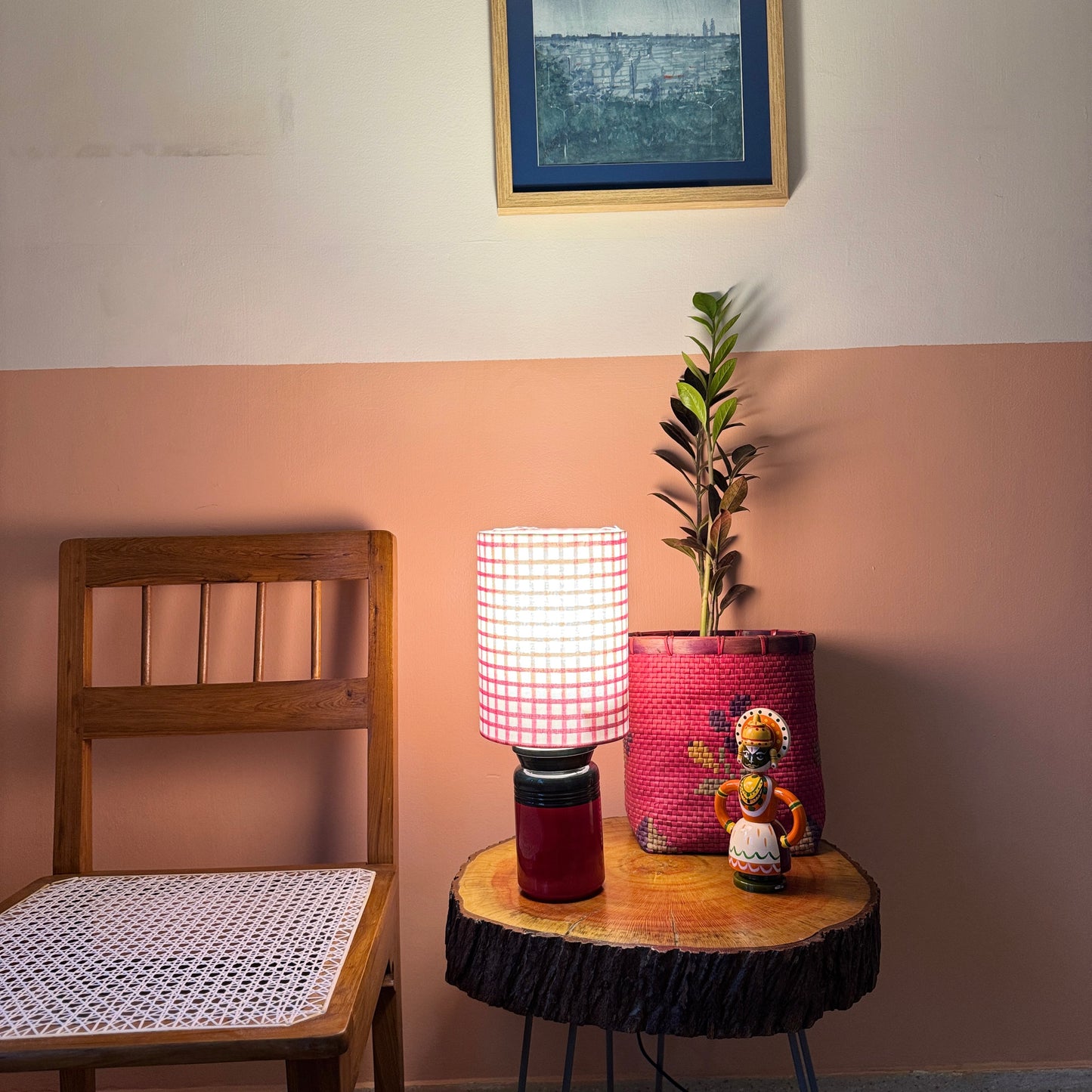 BARNI BASE RED GREEN ~ 6X8" PINK PRINT SHADE