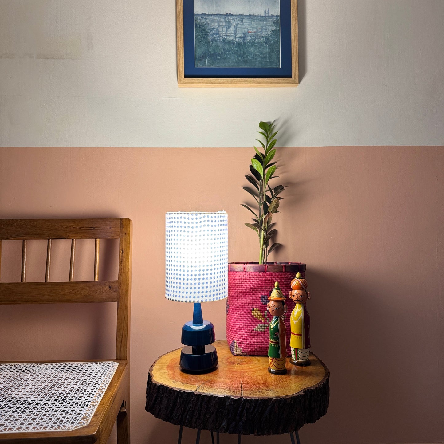 MINI TRIKONE BLUE ~ 6X8" BLUE DOTTED SHADE