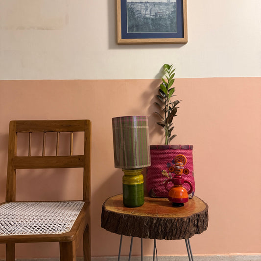 BARNI BASE GREEN ~ 6X8" GREEN STRIPES CHETTINAD SHADE