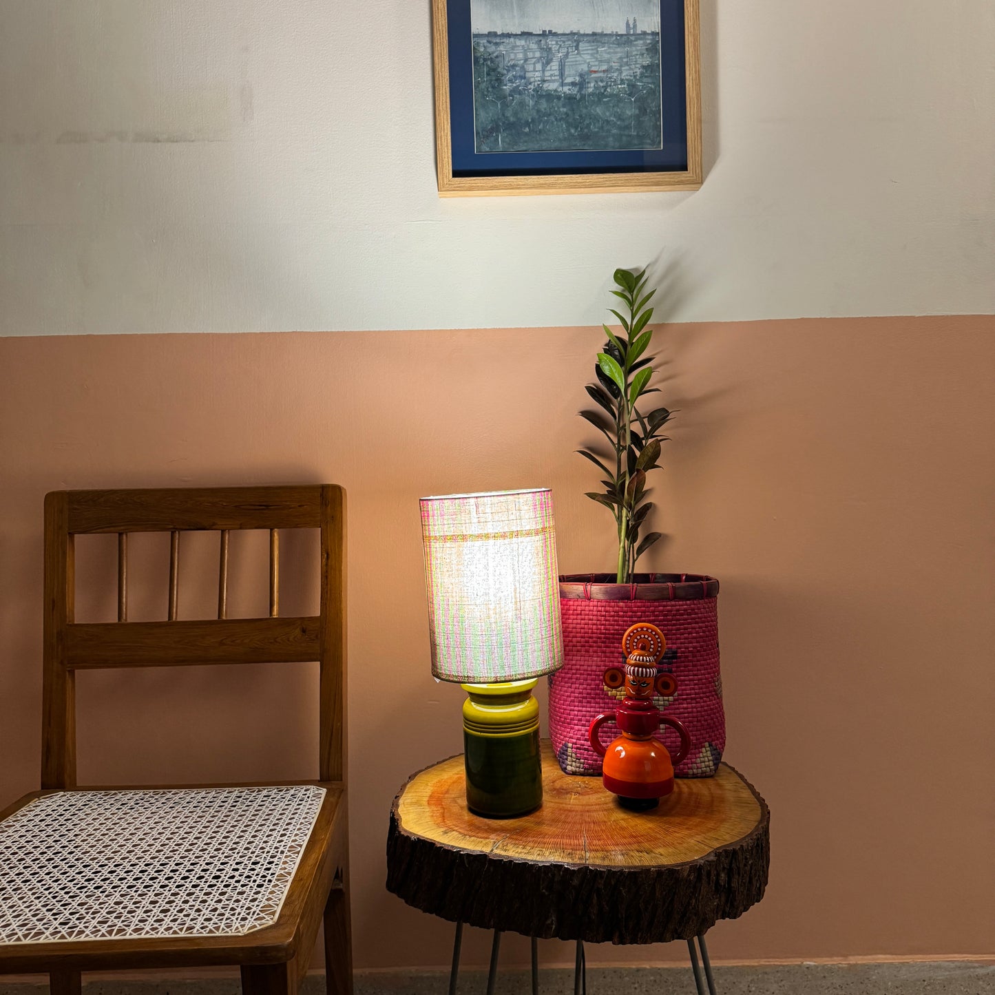 BARNI BASE GREEN ~ 6X8" GREEN STRIPES CHETTINAD SHADE