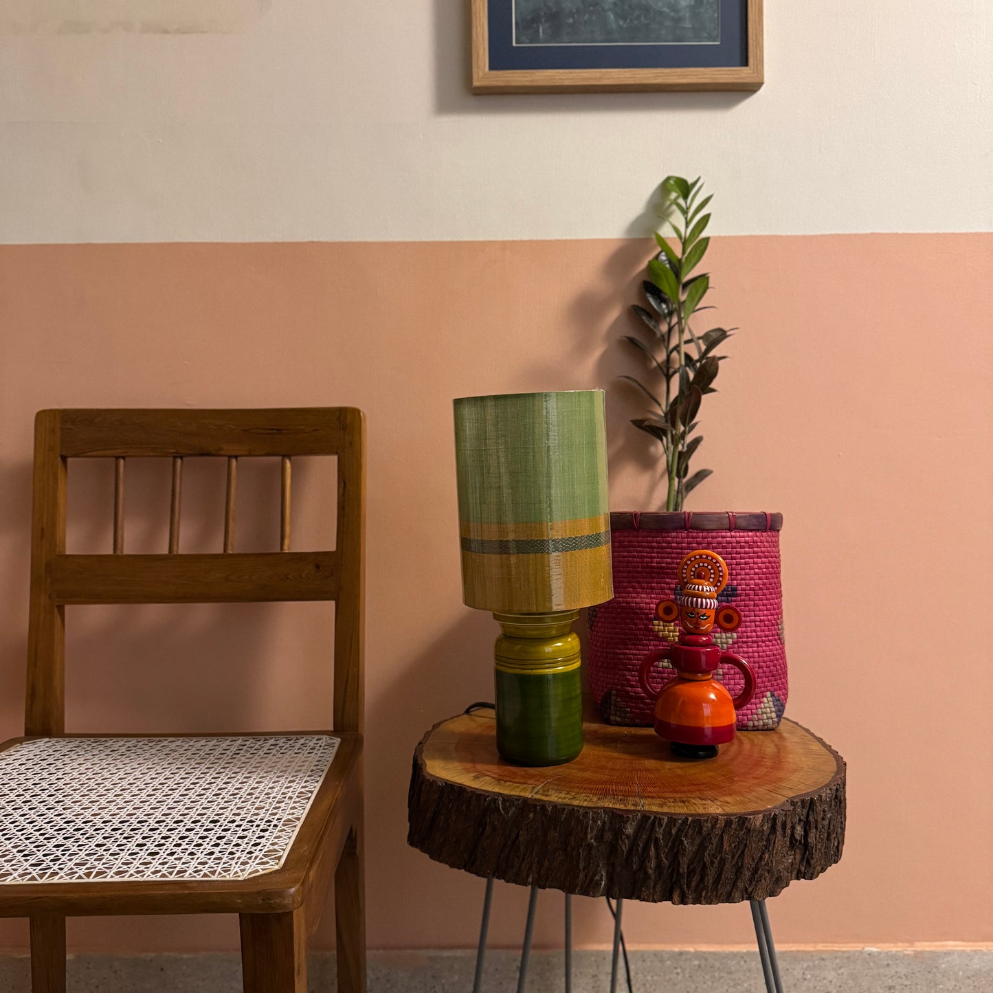 BARNI BASE GREEN ~ 6X8" GREEN YELLOW CHETTINAD SHADE