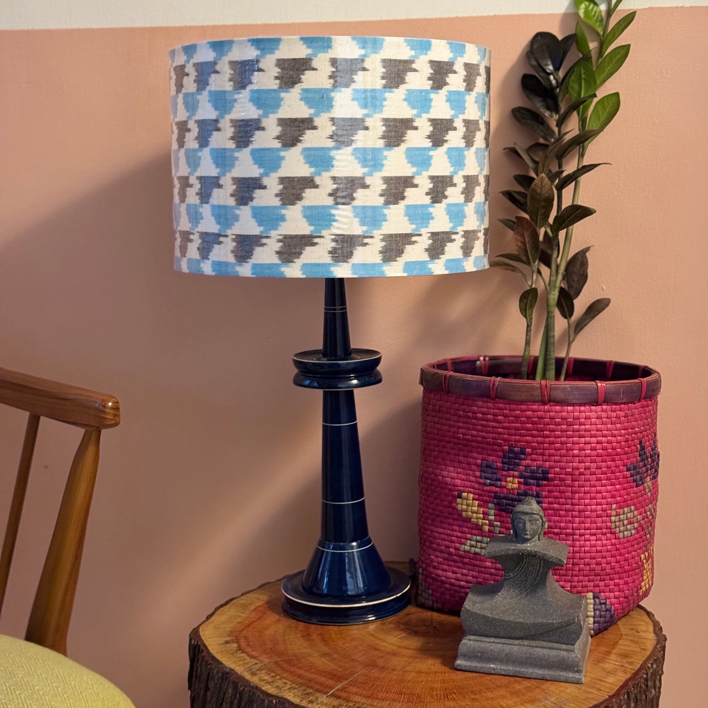 VILLAKKU BASE BLUE ~ 12" BLUE GREY IKAT SHADE