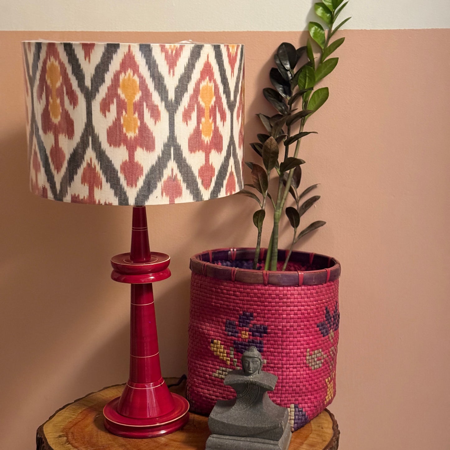 VILLAKKU BASE RED ~ 12" RED UZBEK IKAT SHADE