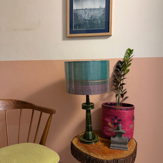 VILLAKKU BASE BLACK ~ 12" BLUE MAUVE CHETTINAD SHADE