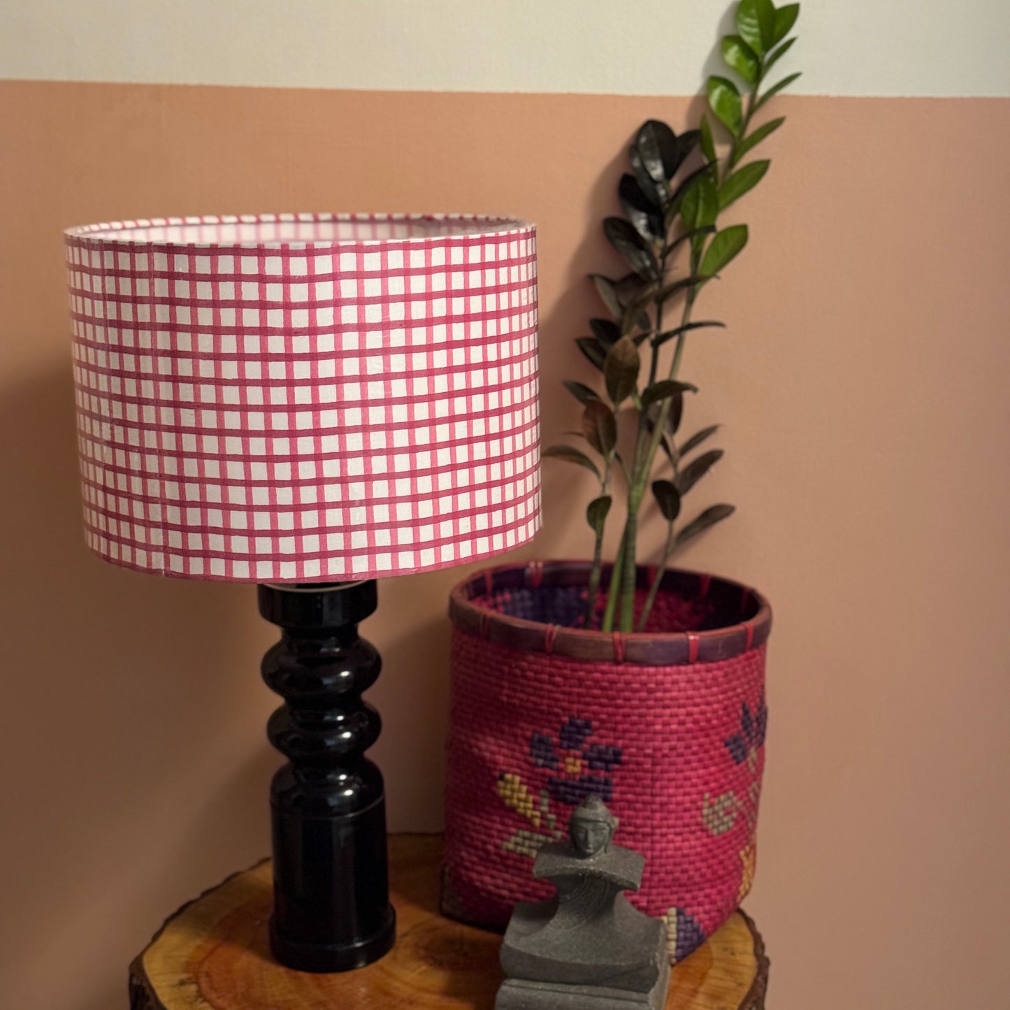 STHAMB BLACK ~ 12" PINK CHECKS