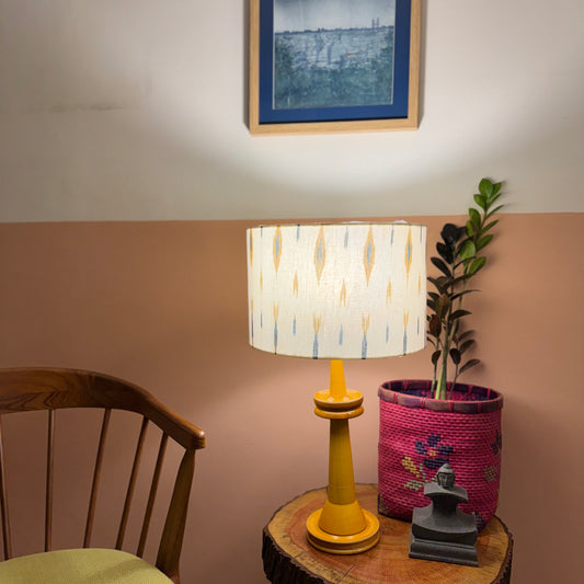 VILLAKKU BASE YELLOW ~ 12" YELLOW BLUE IKAT