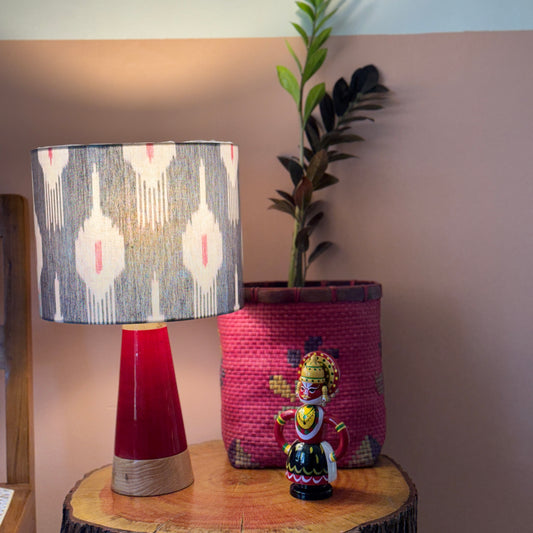 SLANT RED ~ 10" RED GREY IKKAT