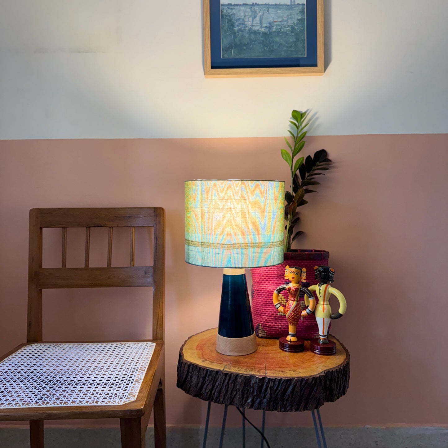 SLANT BLUE ~ 10" BLUE CHETTINAD PRINT