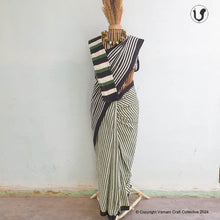 Load image into Gallery viewer, LAKHEER Saree in green-black