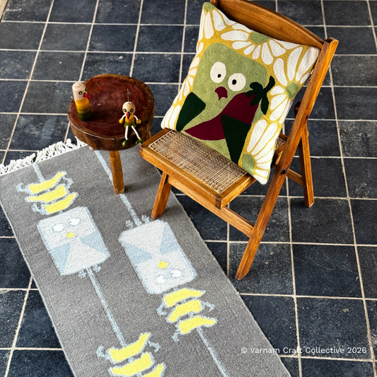 STRING OF NIBBLES 2X6 FEET L GREY PUNJA DHURRIE