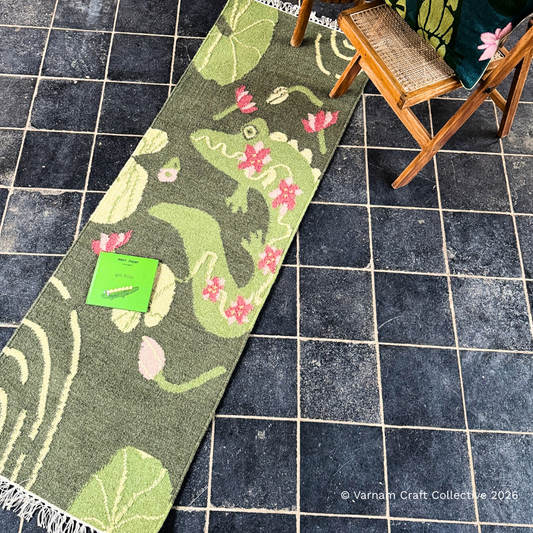 SNAPPY BLOOMS SPA 2X6 FEET GREEN PUNJA DHURRIE