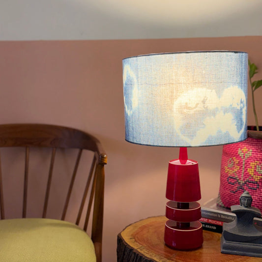 TRIKONE RED ~ 12" BLUE SHIBORI SHADE