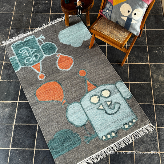 FLAPPY BALLOONS LIGHT BLUE 3X5 FEET PUNJA DHURRIE