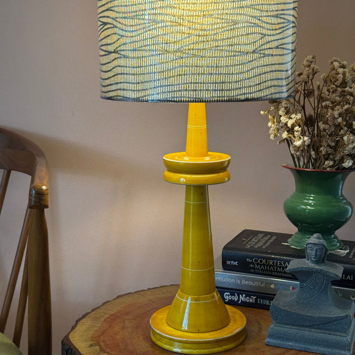 VILLAKKU BASE YELLOW ~ 10" BLUE WAVES SHADE