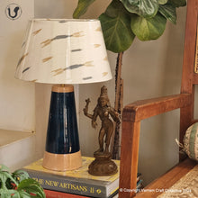 Load image into Gallery viewer, MUSHROOM LAMP (Blue-Yellow Ikkat shade - Blue Slant base)