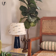 Load image into Gallery viewer, MUSHROOM LAMP (Blue-Yellow Ikkat shade - Blue Slant base)