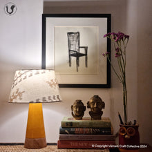 Load image into Gallery viewer, MUSHROOM LAMP (Brown Ikkat shade - Yellow Slant base)