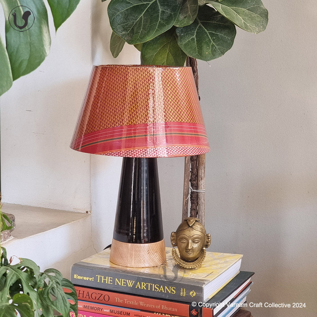 MUSHROOM LAMP (Orange Khana shade - Black Slant base)