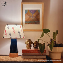 Load image into Gallery viewer, MUSHROOM LAMP (Red-grey Ikkat shade - Blue Slant base)