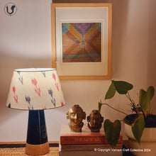Load image into Gallery viewer, MUSHROOM LAMP (Red-grey Ikkat shade - Blue Slant base)
