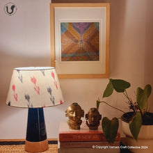 Load image into Gallery viewer, MUSHROOM LAMP (Red-grey Ikkat shade - Blue Slant base)