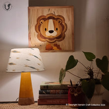 Load image into Gallery viewer, MUSHROOM LAMP (Blue Yellow Ikat shade - Yellow Slant base)