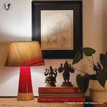 Load image into Gallery viewer, MUSHROOM LAMP (Yellow Khana shade - Red Slant base)