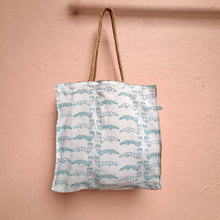 Load image into Gallery viewer, JUTE BAG- blue wiggles
