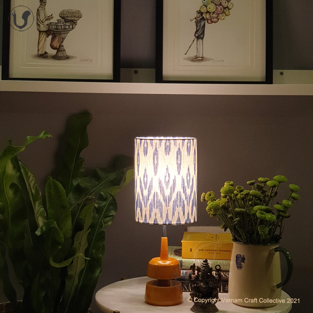 MINI TRIKONE Yellow ~ 6X8" UZBEK BLUE IKAT