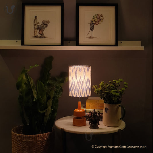 MINI TRIKONE Yellow ~ 6X8" UZBEK BLUE IKAT