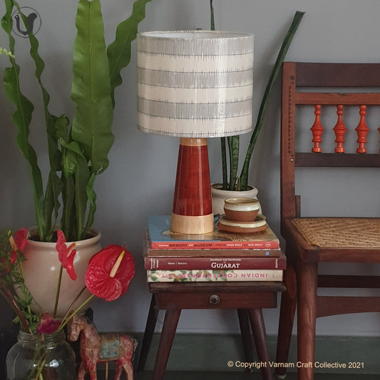 SLANT Red ~ 10" Black stripes Ikat (M)