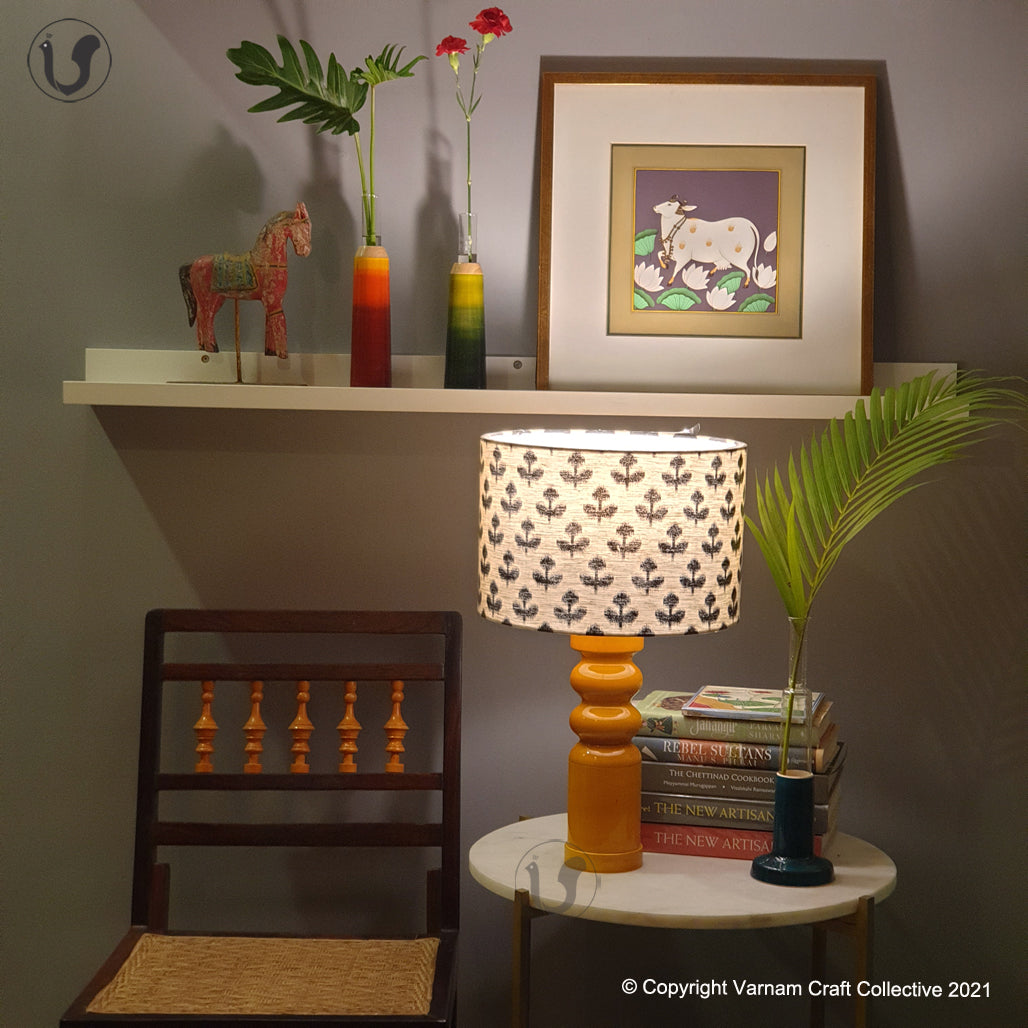 STHAMB Yellow ~ 12" Black Flowers Drum