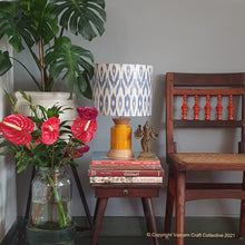 Load image into Gallery viewer, STUPA Yellow - 10" Blue Uzbek ikat