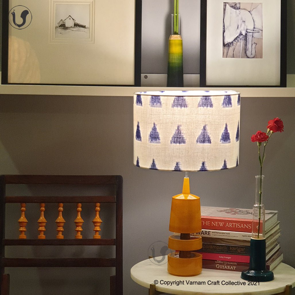 TRIKONE mustard ~ 12" Blue Trikone Ikat