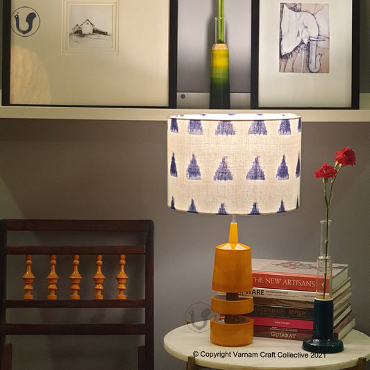 TRIKONE mustard ~ 12" Blue Trikone Ikat