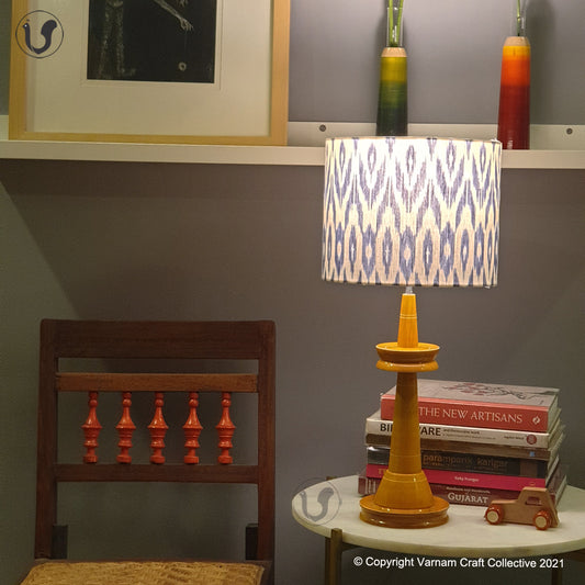 VILLAKKU BASE Mustard ~ 10" Uzbek Blue Ikat