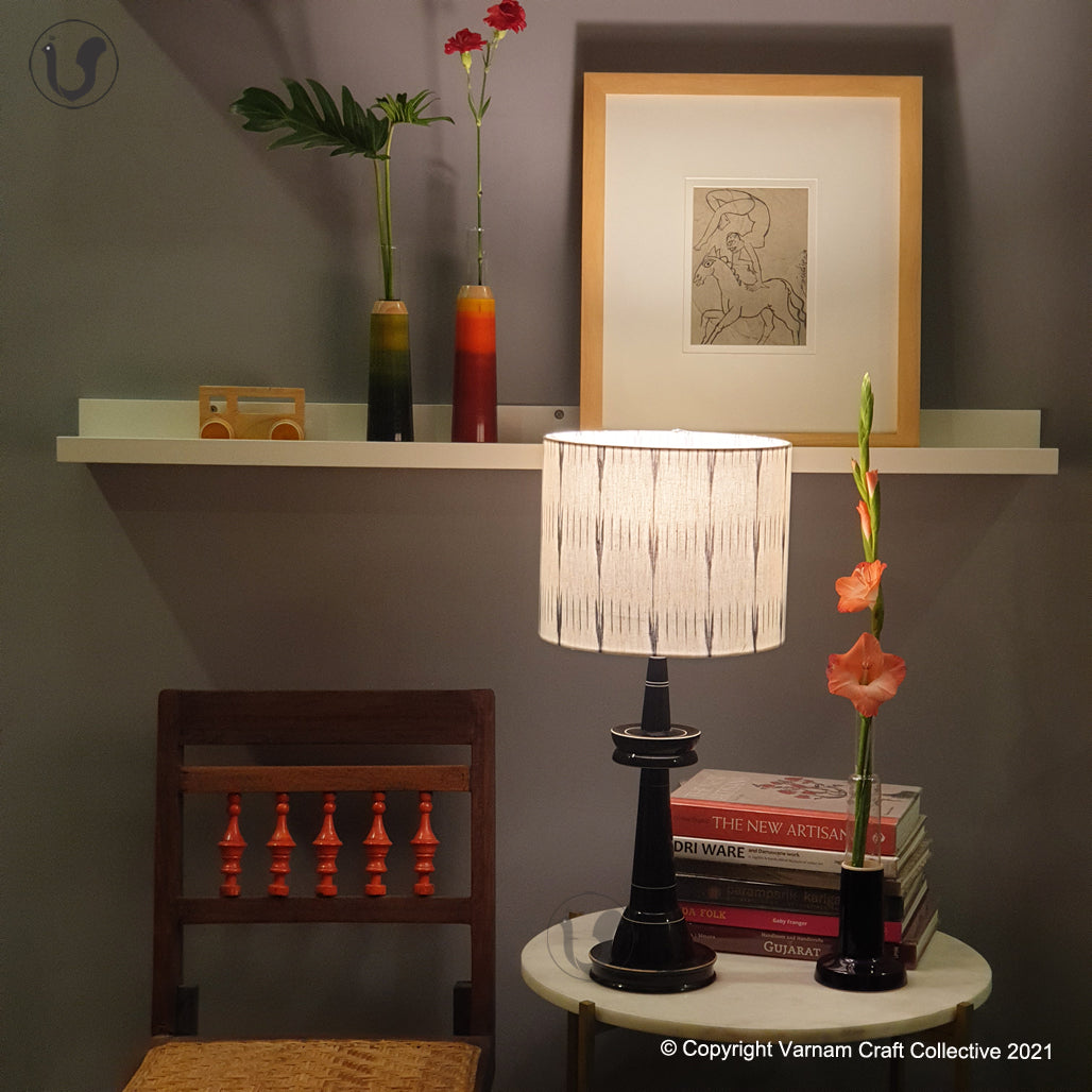 VILLAKKU BASE Black ~ 10" Black Rain Ikat