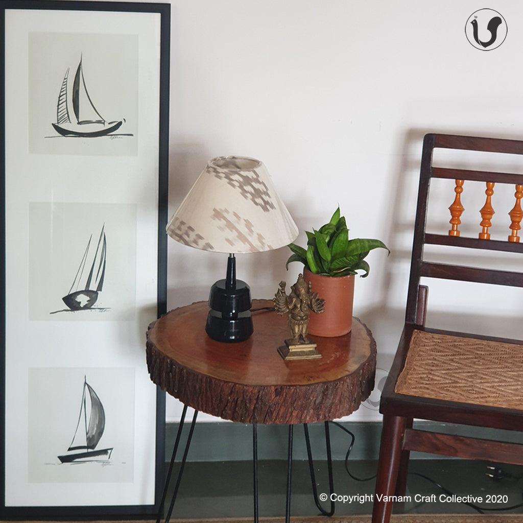 MINI TRIKONE ~ 10" Brown Grey IKAT CONE