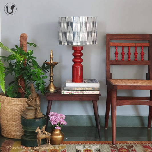 STHAMB Red ~ 12" Grey Checks IKAT